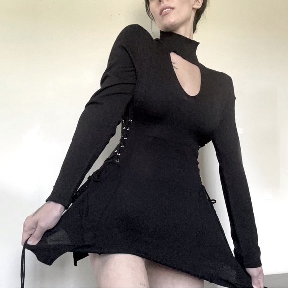 Dark Academia Long Sleeve Goth Mini Dress - Picture 3 of 16